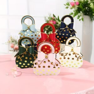 5pcs elegant polka dot mini gift boxes with golden bow